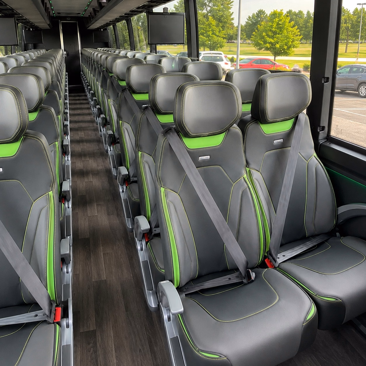 56 passenger charter bus inside